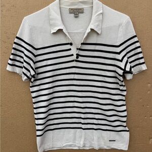 Burberry Men's Polo Shirt - Black and White Stripes